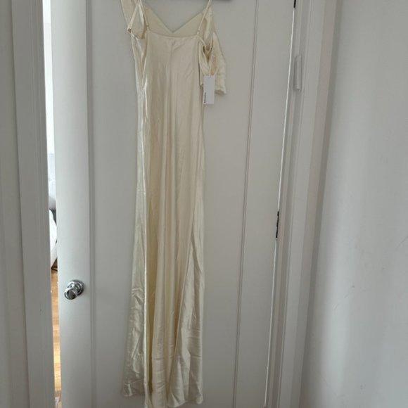 Reformation Ronda Silk Maxi Dress SZ 4 Ivory One Shoulder Asymmetrical Neckline - Picture 5 of 11